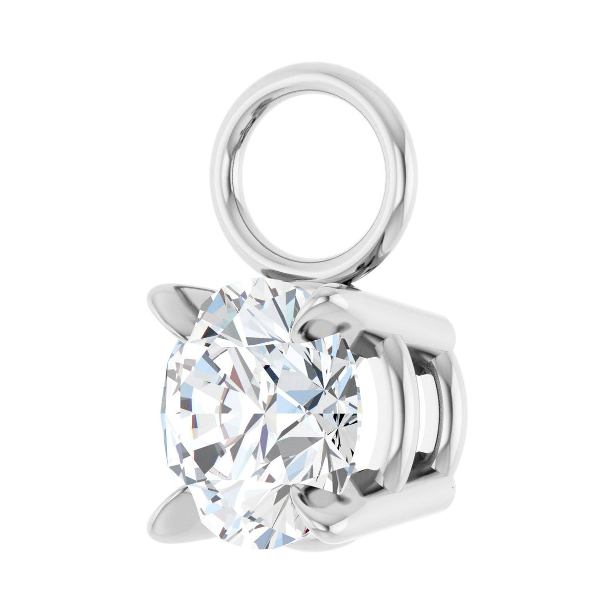 Sapphire Row Natural Diamond Solitaire Hoop Charm - 14K White Gold (view 2)
