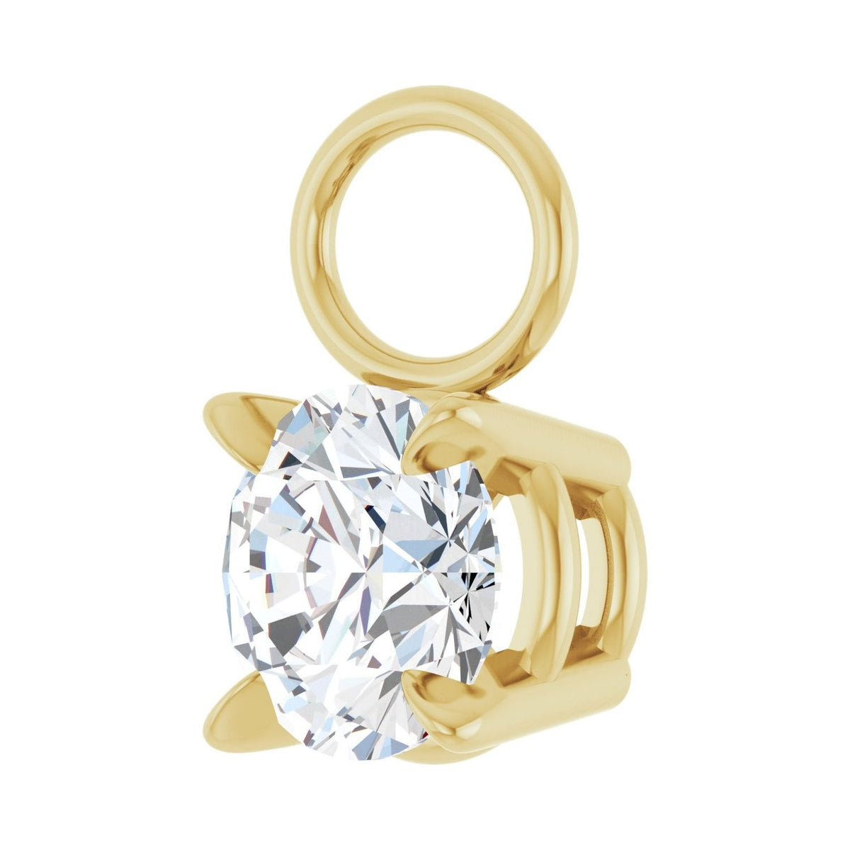 Sapphire Row Natural Diamond Solitaire Hoop Charm - 14K Yellow Gold (view 2)