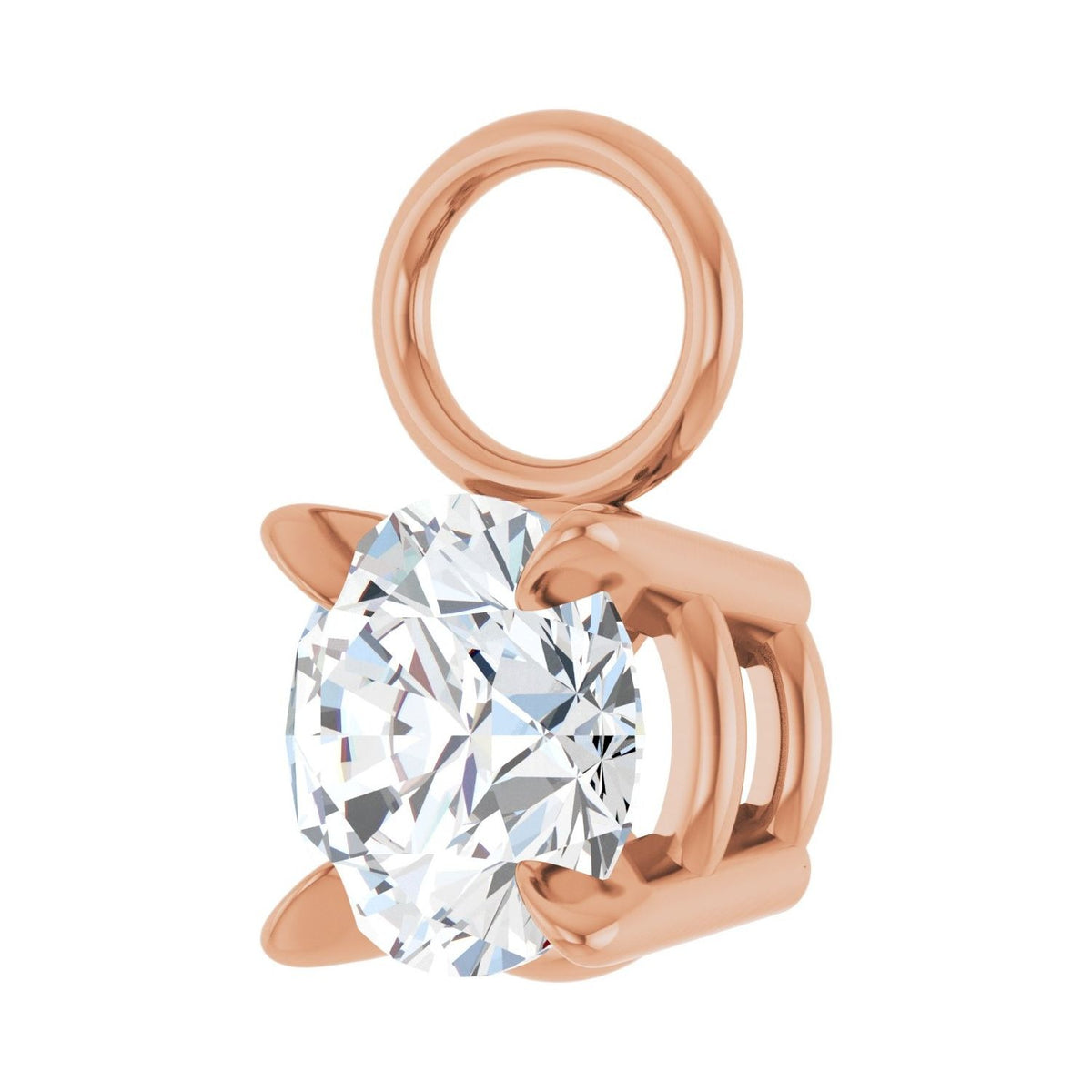 Sapphire Row Lab-Grown Diamond Solitaire Hoop Charm - 14K Rose Gold (view 2)