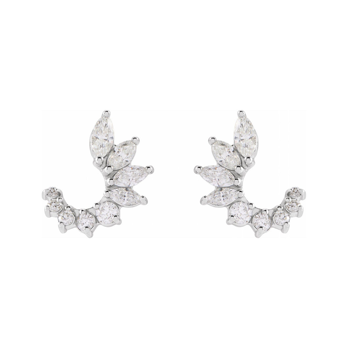 Sapphire Row Natural Diamond Marquise Cluster Front-Back Earrings - Platinum (view 3)