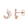 Sapphire Row Natural Diamond Marquise Cluster Front-Back Earrings - 14K Rose Gold