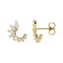 Sapphire Row Natural Diamond Marquise Cluster Front-Back Earrings - 14K Yellow Gold (view 2)