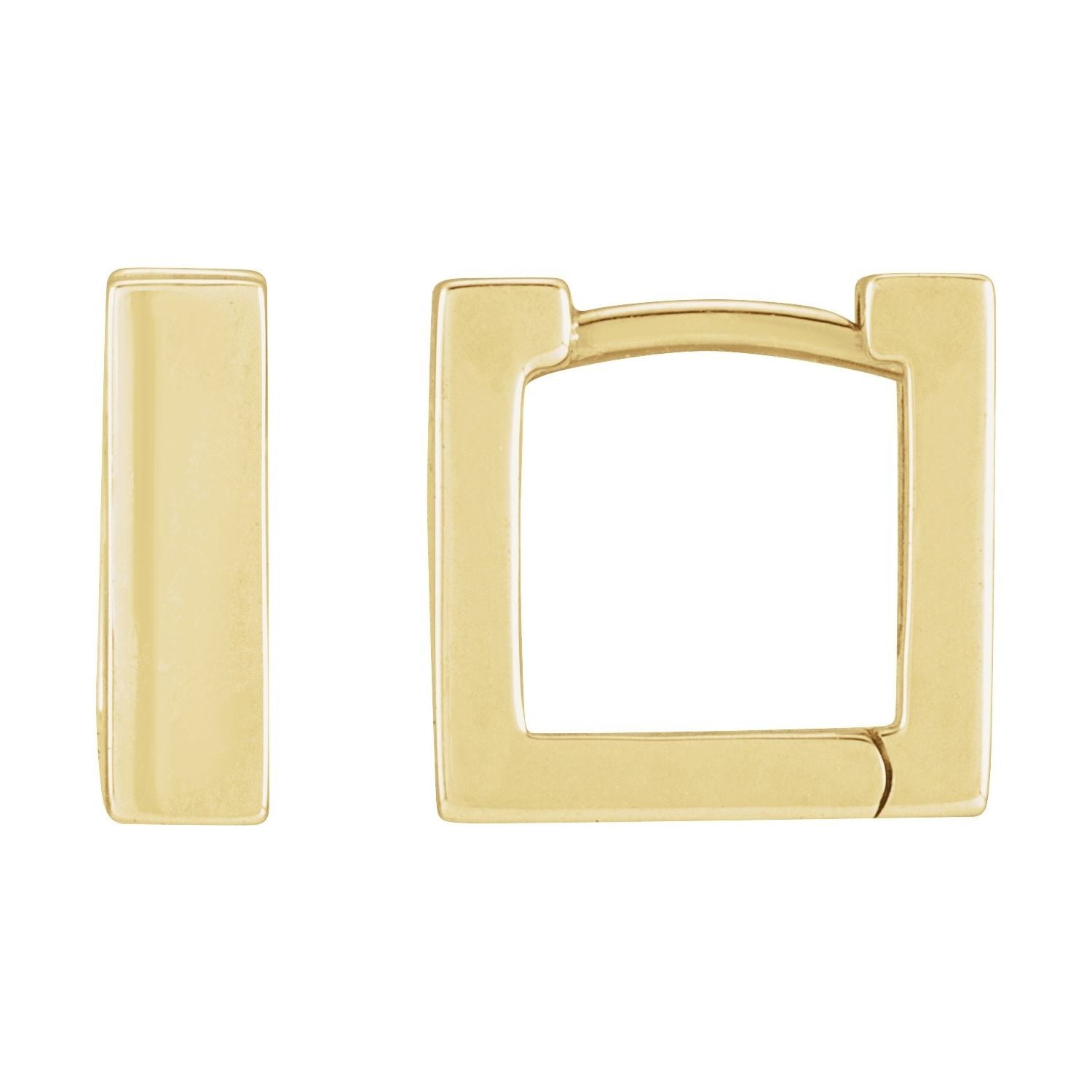 Sapphire Row Gold Square Huggie Hoop Earrings - 10K Yellow Gold