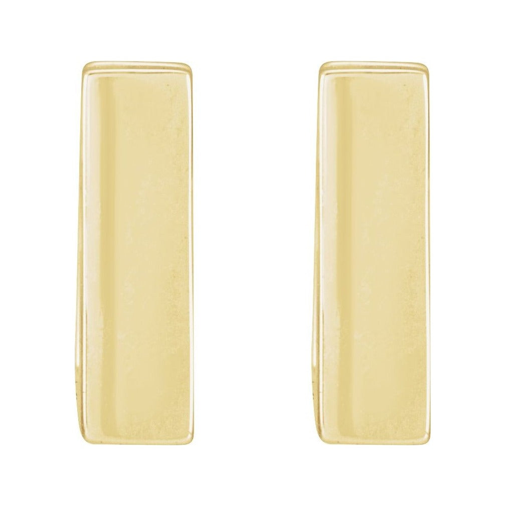 Sapphire Row Gold Square Huggie Hoop Earrings - 14K Yellow Gold (view 2)