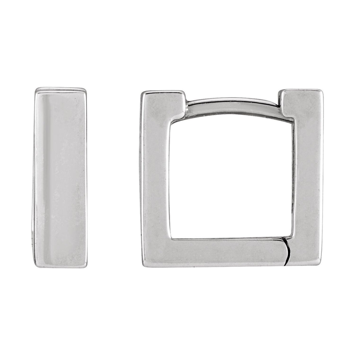 Sapphire Row Gold Square Huggie Hoop Earrings - Platinum