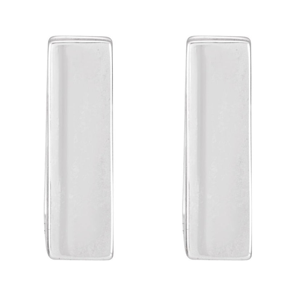 Sapphire Row Gold Square Huggie Hoop Earrings - Platinum (view 2)