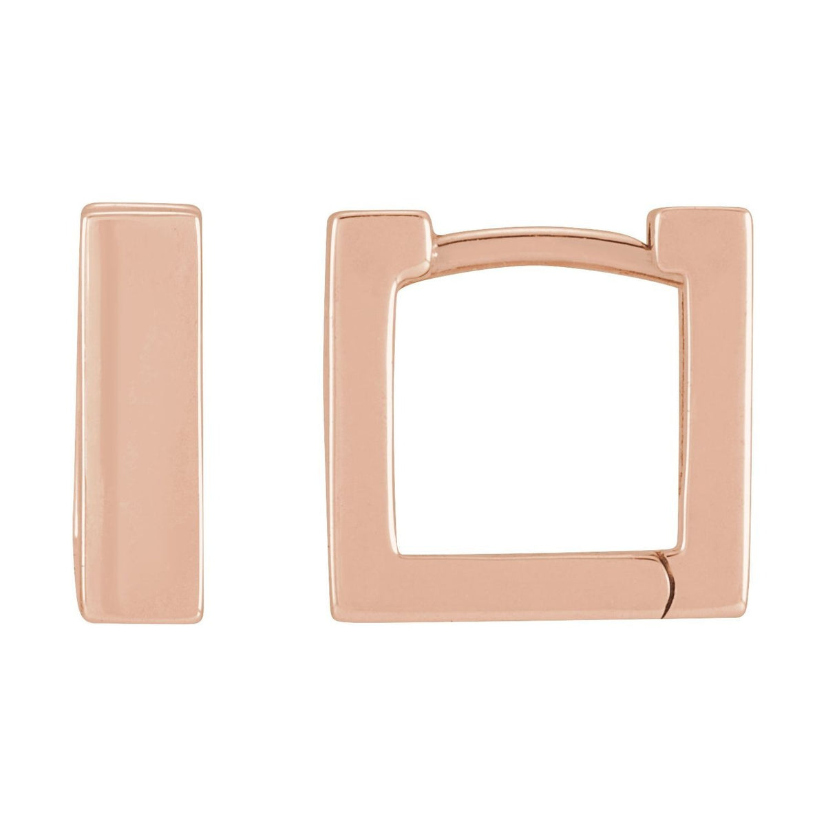 Sapphire Row Gold Square Huggie Hoop Earrings - 14K Rose Gold