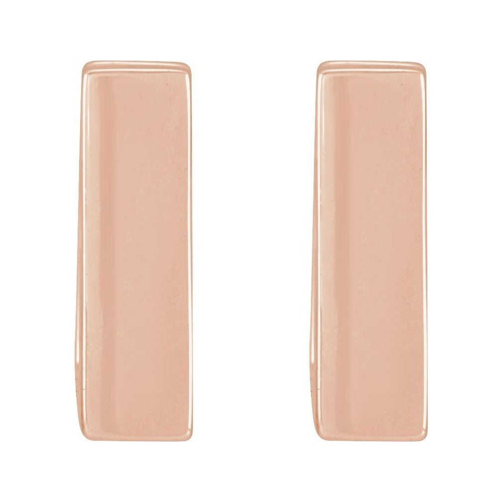 Sapphire Row Gold Square Huggie Hoop Earrings - 14K Rose Gold (view 2)