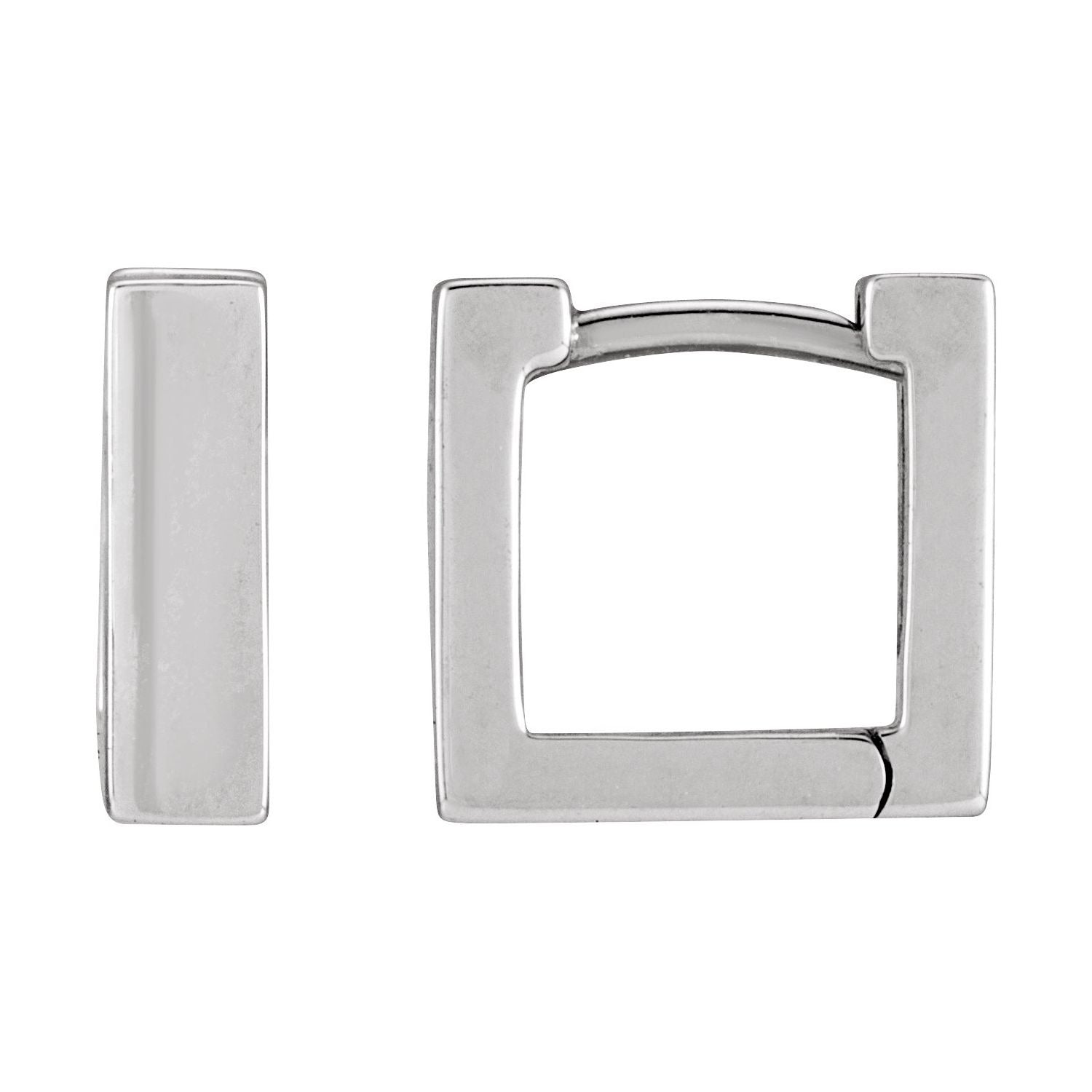 Sapphire Row Gold Square Huggie Hoop Earrings - 10K White Gold