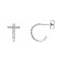 Sapphire Row Natural Diamond Cross Hoop Earrings - 14K White Gold