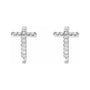 Sapphire Row Natural Diamond Cross Hoop Earrings - 14K White Gold (view 2)