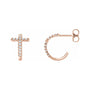 Sapphire Row Natural Diamond Cross Hoop Earrings - 14K Rose Gold
