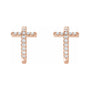 Sapphire Row Natural Diamond Cross Hoop Earrings - 14K Rose Gold (view 2)