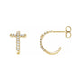 Sapphire Row Natural Diamond Cross Hoop Earrings - 14K Yellow Gold