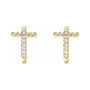 Sapphire Row Natural Diamond Cross Hoop Earrings - 14K Yellow Gold (view 2)
