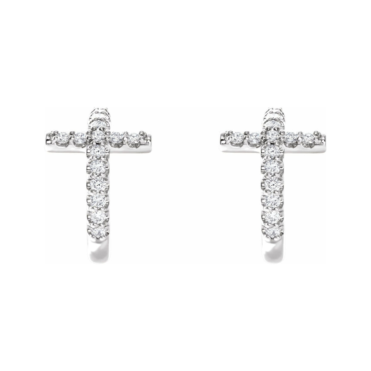 Sapphire Row Natural Diamond Cross Hoop Earrings - Platinum (view 2)