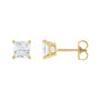 Sapphire Row Natural Diamond Princess-Cut Lightweight Stud Earrings - 14K Yellow Gold, Friction back