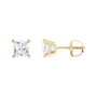 Sapphire Row Natural Diamond Princess-Cut Lightweight Stud Earrings - 14K Yellow Gold, Threaded back