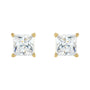 Sapphire Row Natural Diamond Princess-Cut Lightweight Stud Earrings - 14K Yellow Gold, Threaded back (view 2)