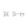 Sapphire Row Natural Diamond Princess-Cut Lightweight Stud Earrings - Platinum, Threaded back
