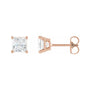 Sapphire Row Natural Diamond Princess-Cut Lightweight Stud Earrings - 14K Rose Gold, Friction back