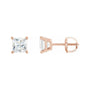 Sapphire Row Natural Diamond Princess-Cut Lightweight Stud Earrings - 14K Rose Gold, Threaded back