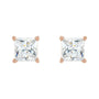 Sapphire Row Natural Diamond Princess-Cut Lightweight Stud Earrings - 14K Rose Gold, Threaded back (view 2)