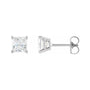 Sapphire Row Natural Diamond Princess-Cut Lightweight Stud Earrings - 14K White Gold, Friction back