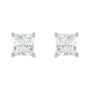 Sapphire Row Natural Diamond Princess-Cut Lightweight Stud Earrings - 14K White Gold, Friction back (view 2)