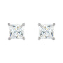 Sapphire Row Natural Diamond Princess-Cut Lightweight Stud Earrings - 14K White Gold, Threaded back (view 2)