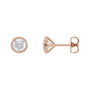 Sapphire Row Natural Diamond Bezel Martini Stud Earrings - 14K Rose Gold, 5.6 mm · 1 1/4 ctw