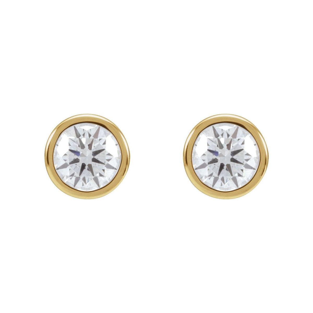 Sapphire Row Natural Diamond Bezel Martini Stud Earrings - 14K Yellow Gold, 4.8 mm · 3/4 ctw (view 2)