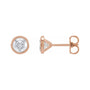 Sapphire Row Natural Diamond Bezel Martini Stud Earrings - 14K Rose Gold, 5.2 mm · 1 ctw