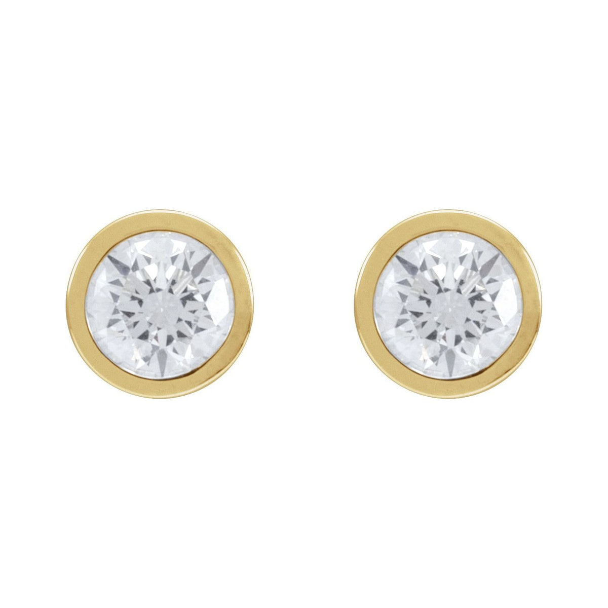 Sapphire Row Natural Diamond Bezel Martini Stud Earrings - 14K Yellow Gold, 5.6 mm · 1 1/4 ctw (view 2)