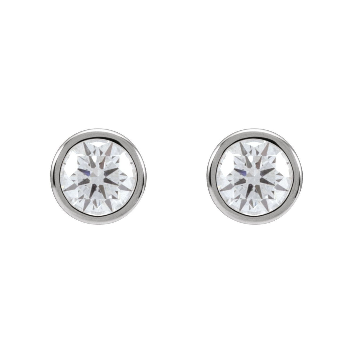 Sapphire Row Natural Diamond Bezel Martini Stud Earrings - 14K White Gold, 4.8 mm · 3/4 ctw (view 2)