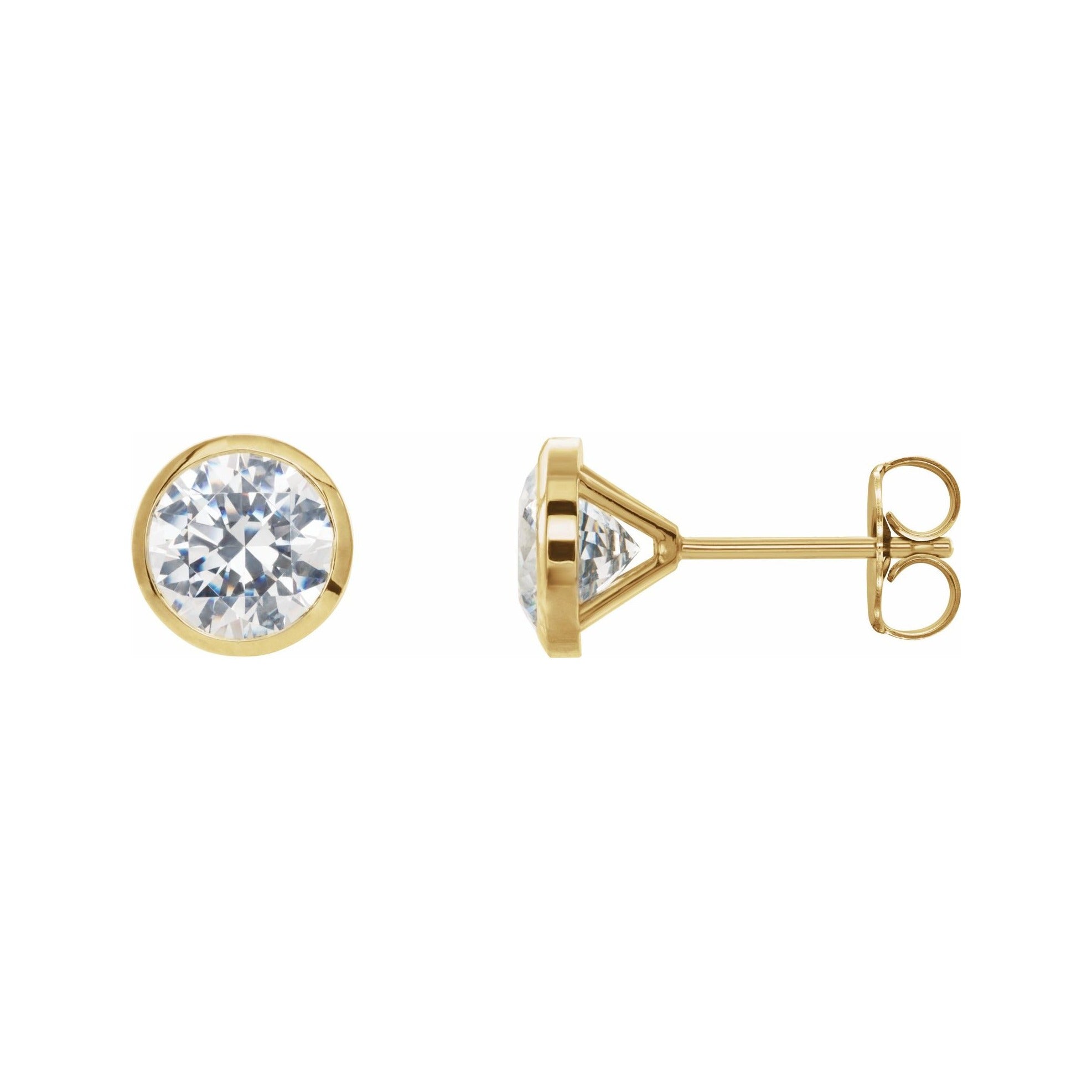 Sapphire Row Natural Diamond Bezel Martini Stud Earrings - 14K Yellow Gold