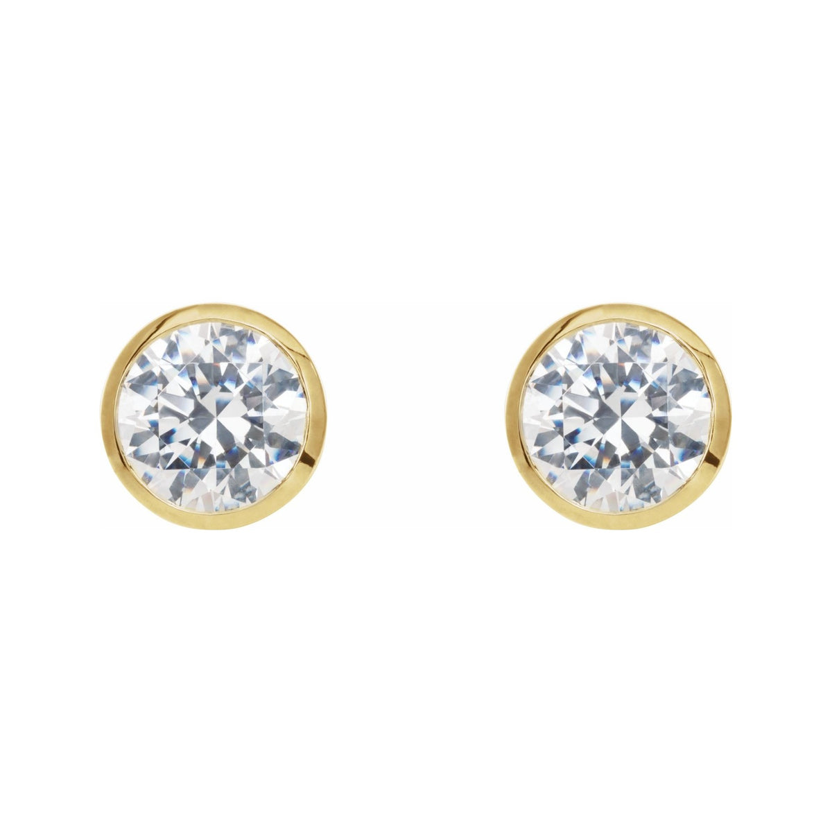Sapphire Row Natural Diamond Bezel Martini Stud Earrings - 14K Yellow Gold (view 2)