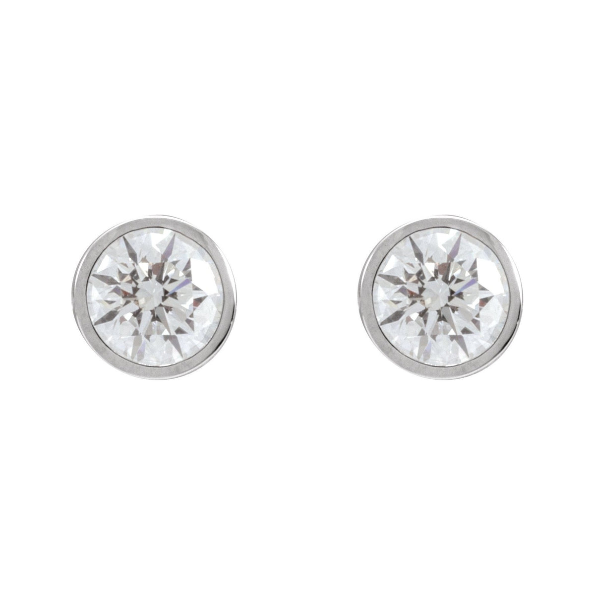 Sapphire Row Natural Diamond Bezel Martini Stud Earrings - Platinum, 6 mm · 1 3/4 ctw (view 2)
