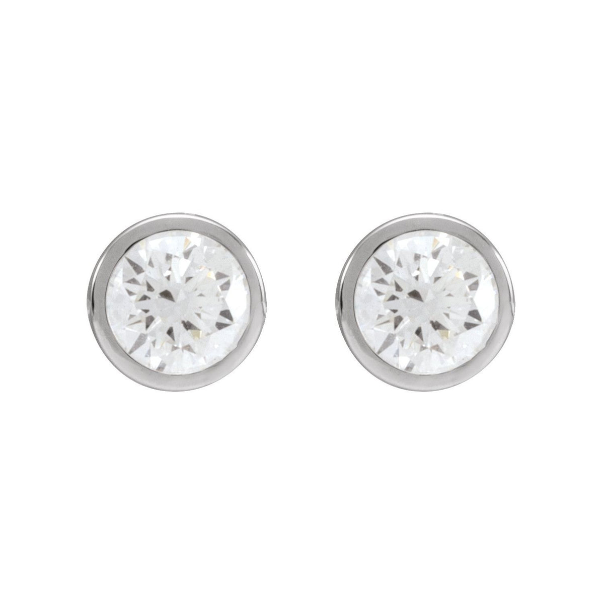Sapphire Row Natural Diamond Bezel Martini Stud Earrings - 14K White Gold, 5.2 mm · 1 ctw (view 2)