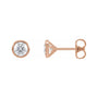 Sapphire Row Natural Diamond Bezel Martini Stud Earrings - 14K Rose Gold, 4.8 mm · 3/4 ctw