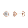 Sapphire Row Natural Diamond Bezel Martini Stud Earrings - 14K Rose Gold, 6 mm · 1 3/4 ctw