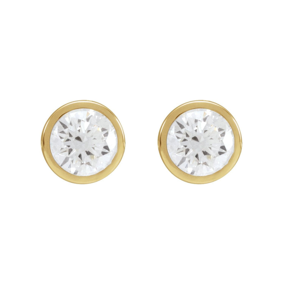 Sapphire Row Natural Diamond Bezel Martini Stud Earrings - 14K Yellow Gold, 5.2 mm · 1 ctw (view 2)
