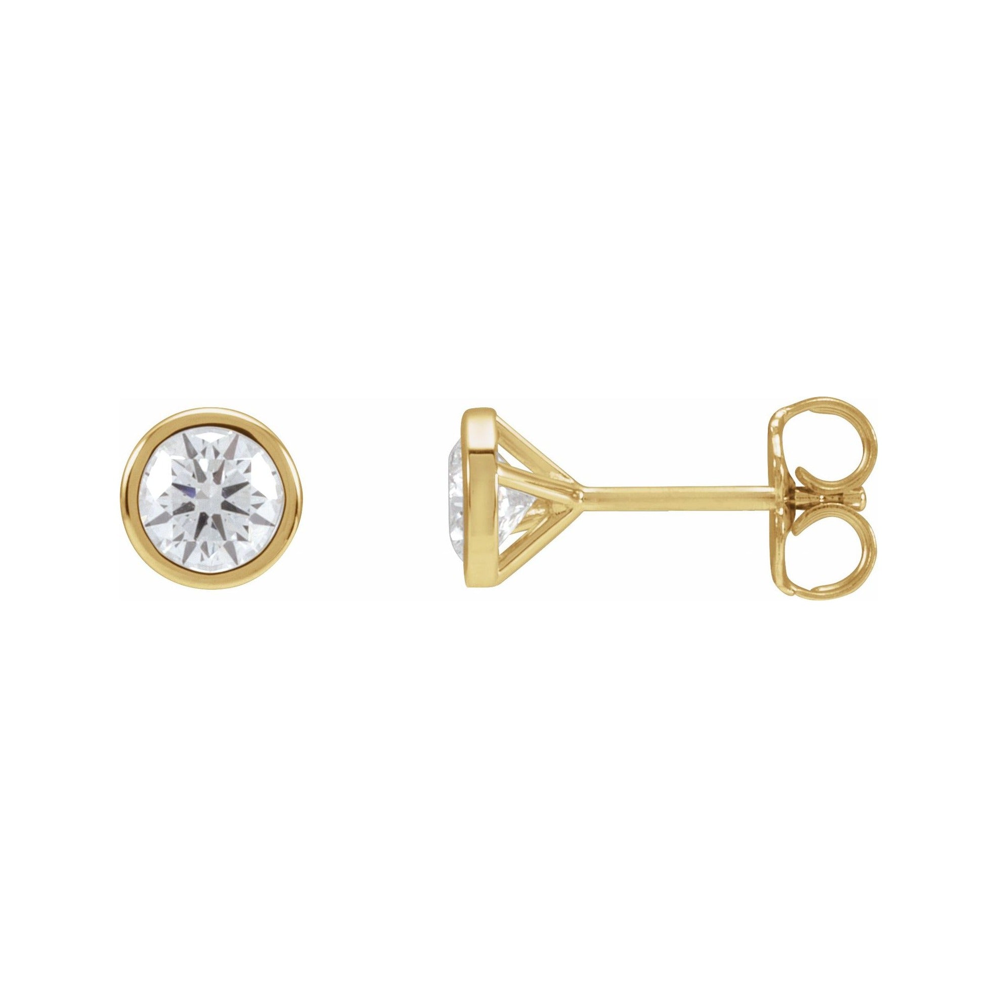 Sapphire Row Lab-Grown Diamond Bezel Martini Stud Earrings - 14K Yellow Gold, 4.8 mm · 3/4 ctw