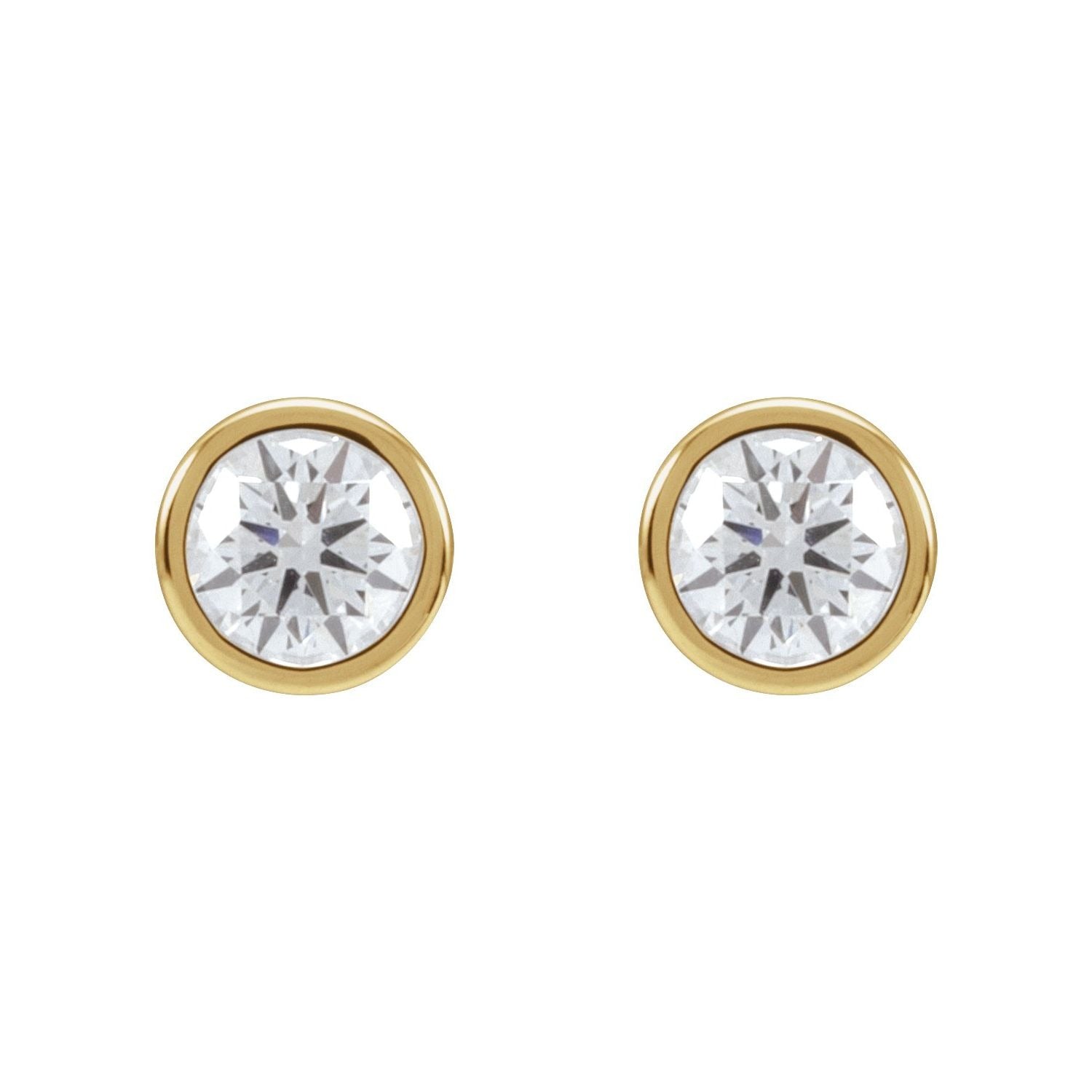 Sapphire Row Lab-Grown Diamond Bezel Martini Stud Earrings - 14K Yellow Gold, 4.8 mm · 3/4 ctw (view 2)