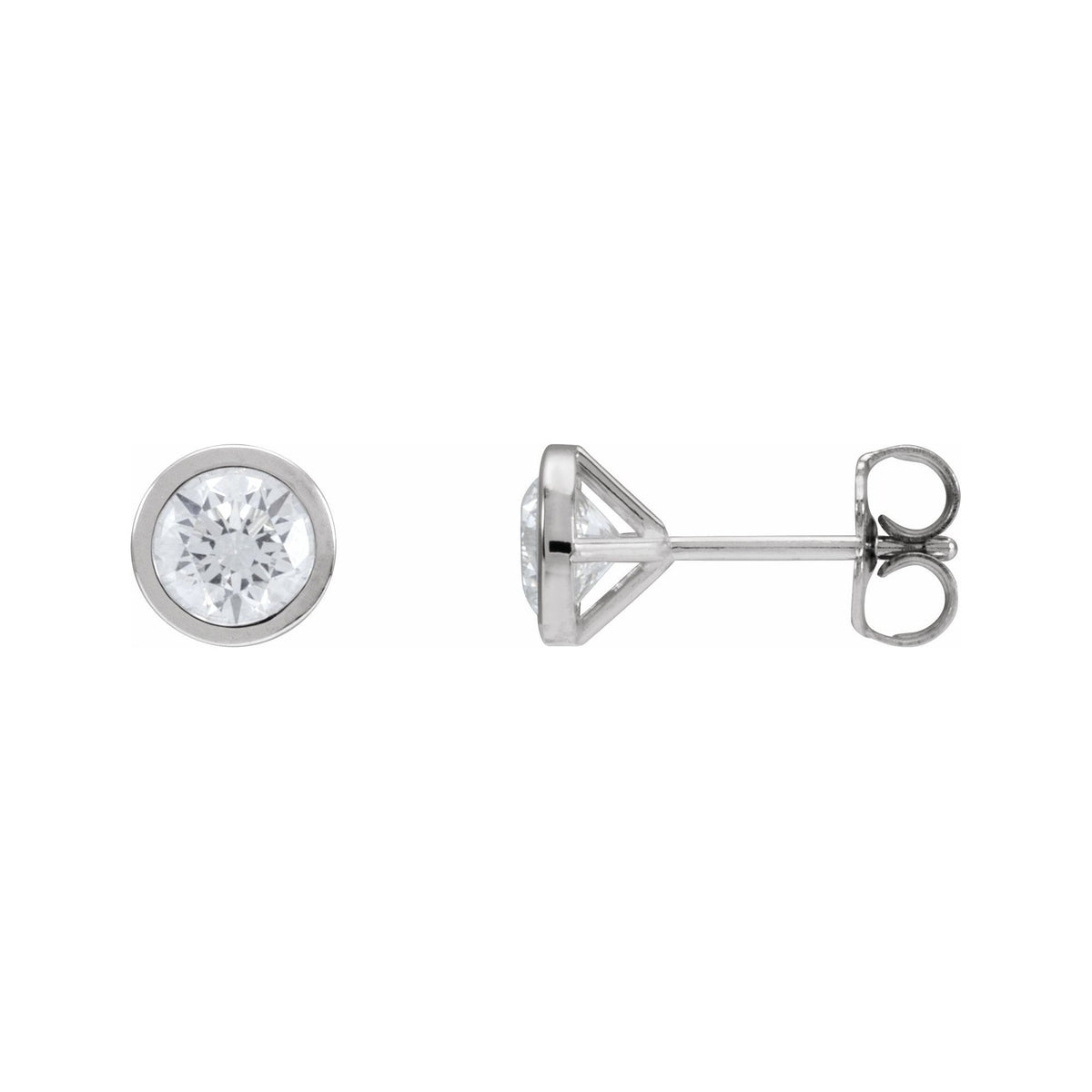 Sapphire Row Lab-Grown Diamond Bezel Martini Stud Earrings - 14K White Gold, 5.6 mm · 1 1/5 ctw