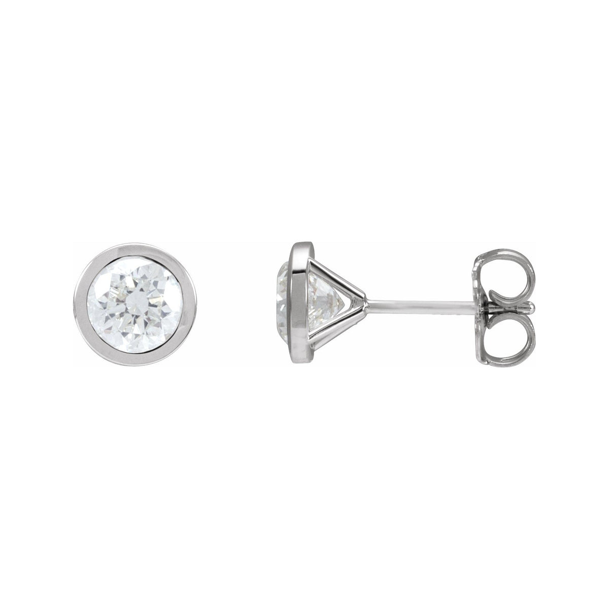 Sapphire Row Lab-Grown Diamond Bezel Martini Stud Earrings - 14K White Gold, 5.8 mm · 1 1/2 ctw