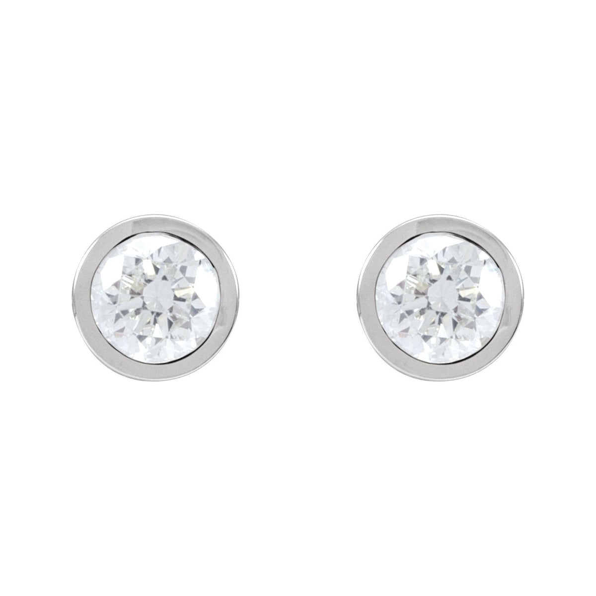 Sapphire Row Lab-Grown Diamond Bezel Martini Stud Earrings - 14K White Gold, 5.8 mm · 1 1/2 ctw (view 2)