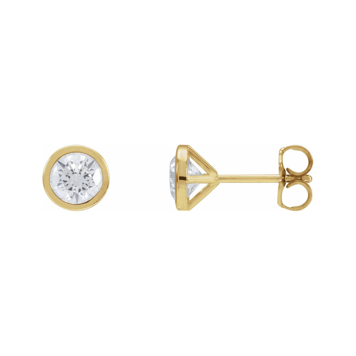 Sapphire Row Lab-Grown Diamond Bezel Martini Stud Earrings - 14K Yellow Gold, 5.6 mm · 1 1/5 ctw