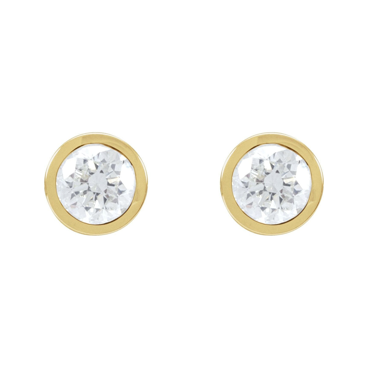 Sapphire Row Lab-Grown Diamond Bezel Martini Stud Earrings - 14K Yellow Gold, 5.8 mm · 1 1/2 ctw (view 2)
