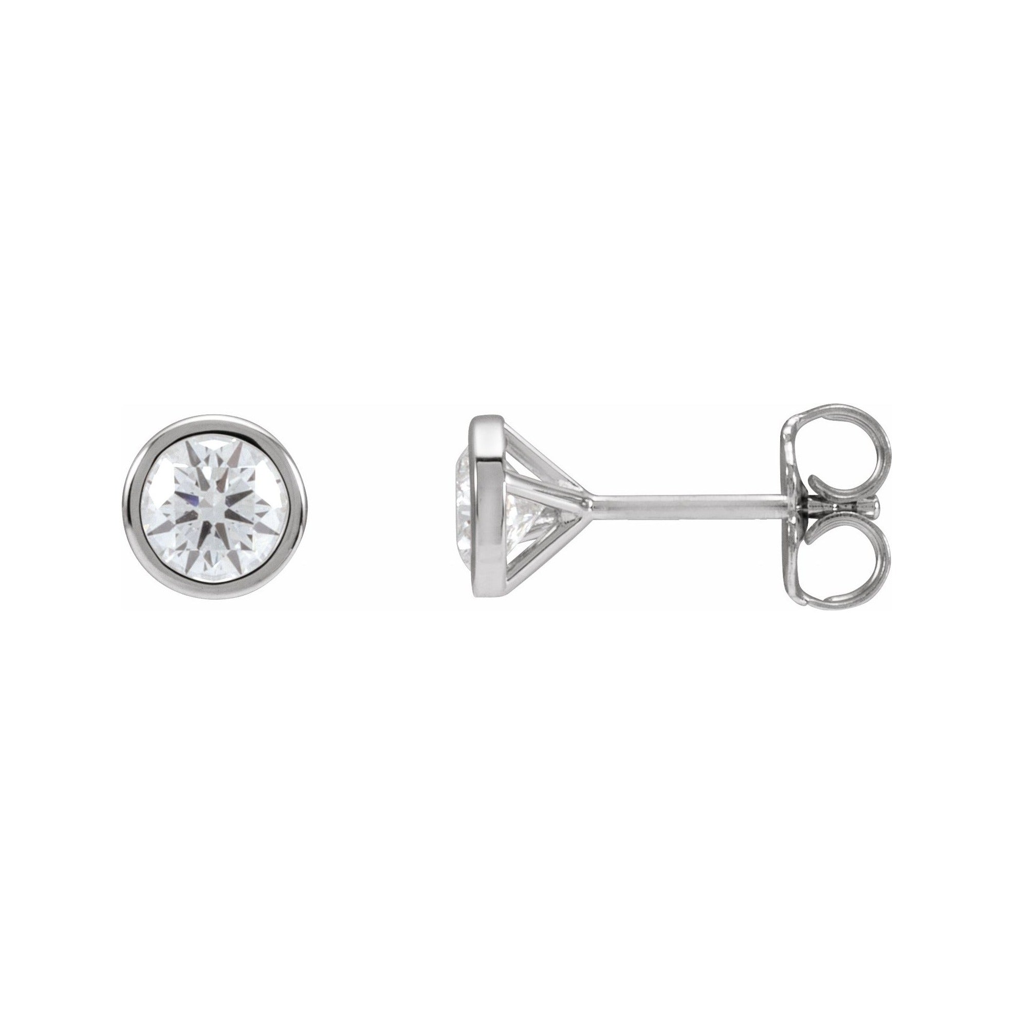 Sapphire Row Lab-Grown Diamond Bezel Martini Stud Earrings - 14K White Gold, 4.8 mm · 3/4 ctw